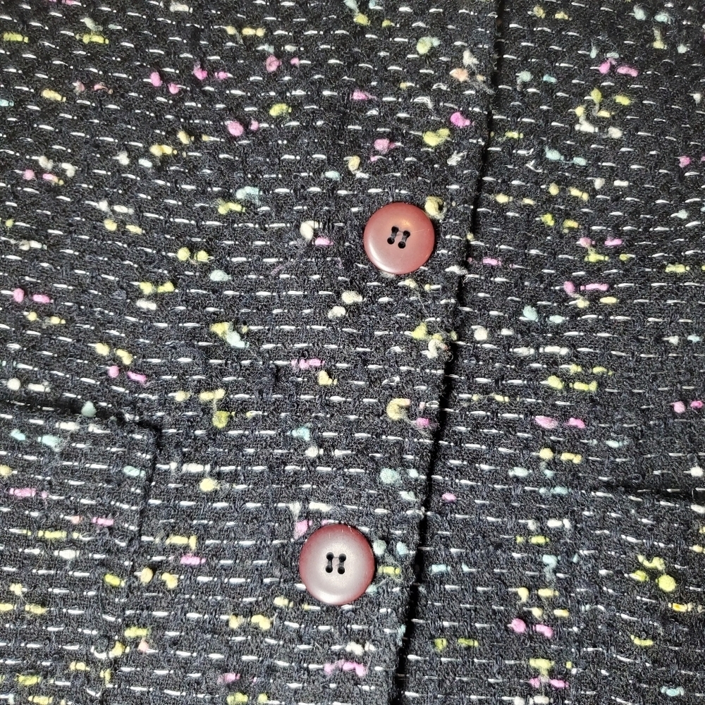 Newport News Black Pebbled Tweed Lined Blazer with Pockets Women's Size 16 - Picture 8 of 17
